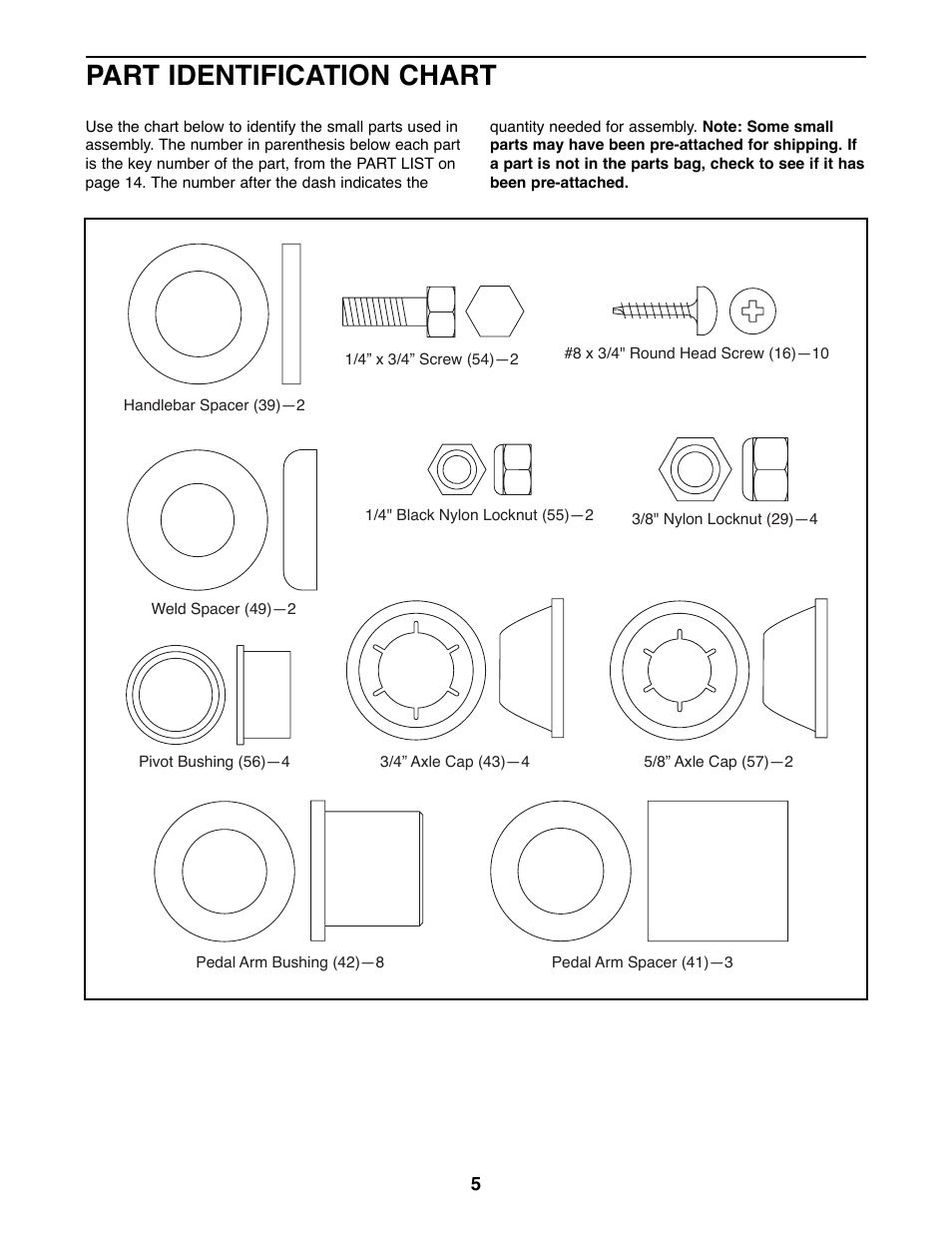 Part identification chart | ProForm PFEL87070 User Manual | Page 5 / 16