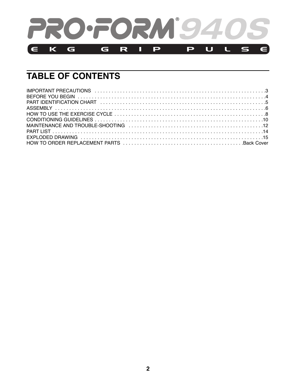 ProForm 831.288070 User Manual | Page 2 / 16