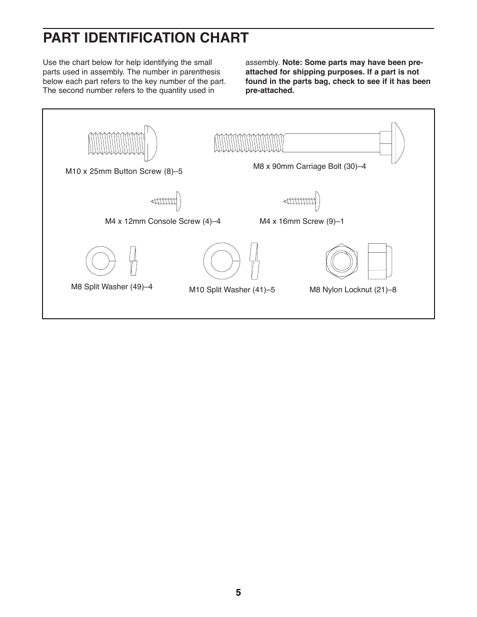 Part identification chart | ProForm 831.288070 User Manual | Page 5 / 16