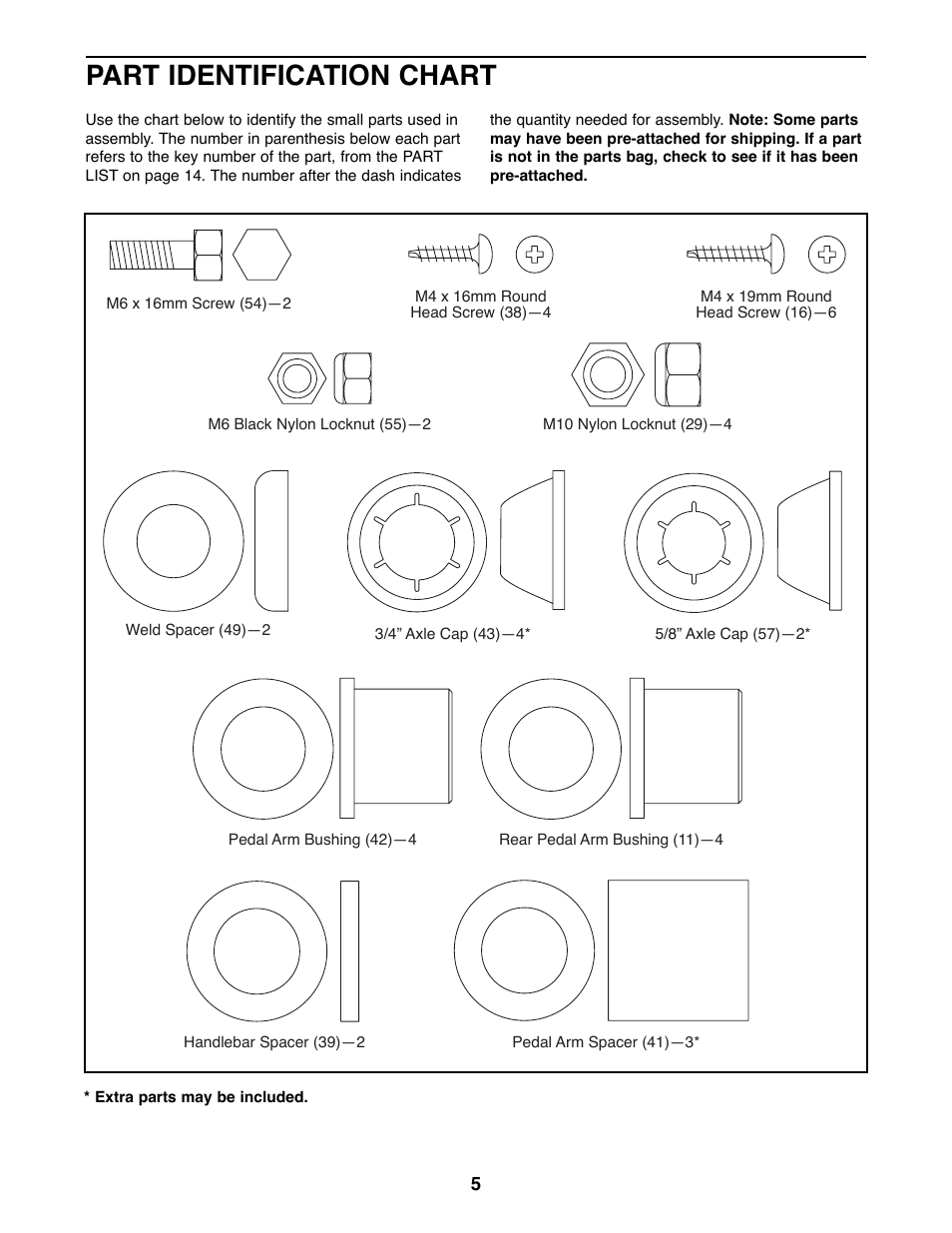 Part identification chart | ProForm PFEL87076 User Manual | Page 5 / 16