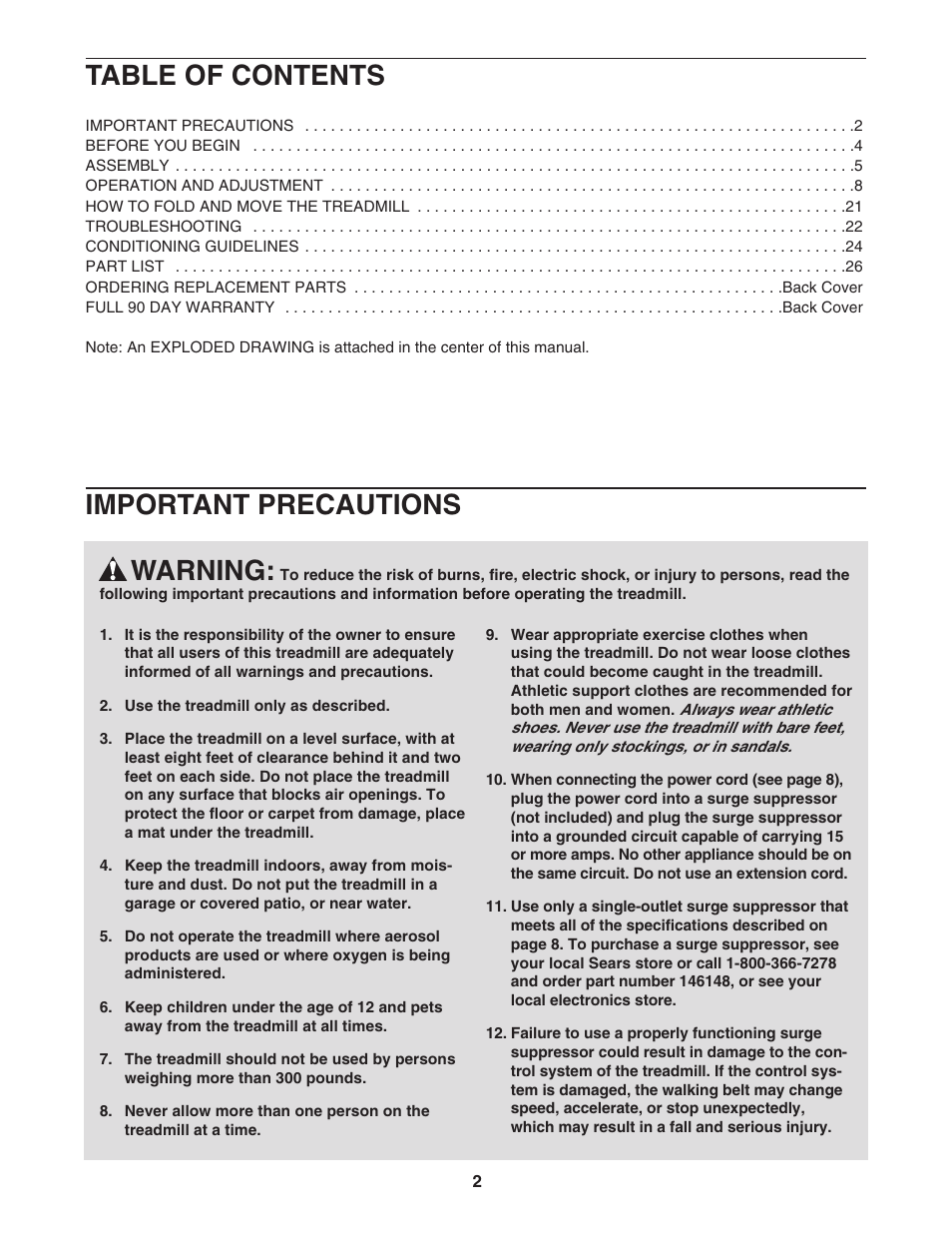 ProForm 831.29605.0 User Manual | Page 2 / 30