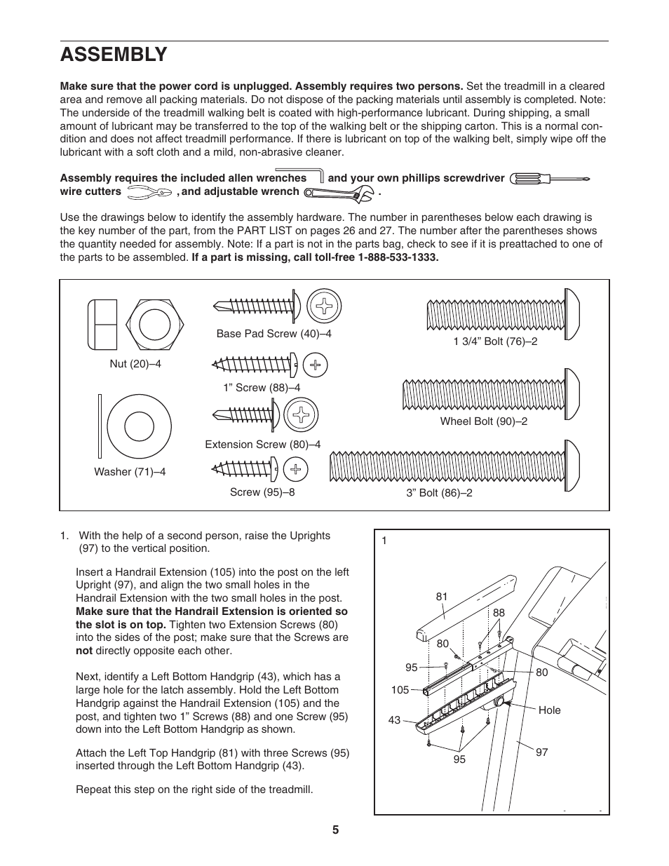 Assembly | ProForm 831.29605.0 User Manual | Page 5 / 30