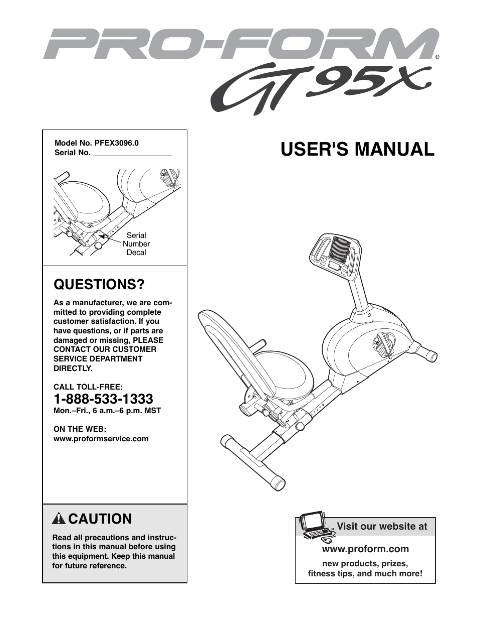 ProForm GT 95X PFEX3096.0 User Manual | 24 pages