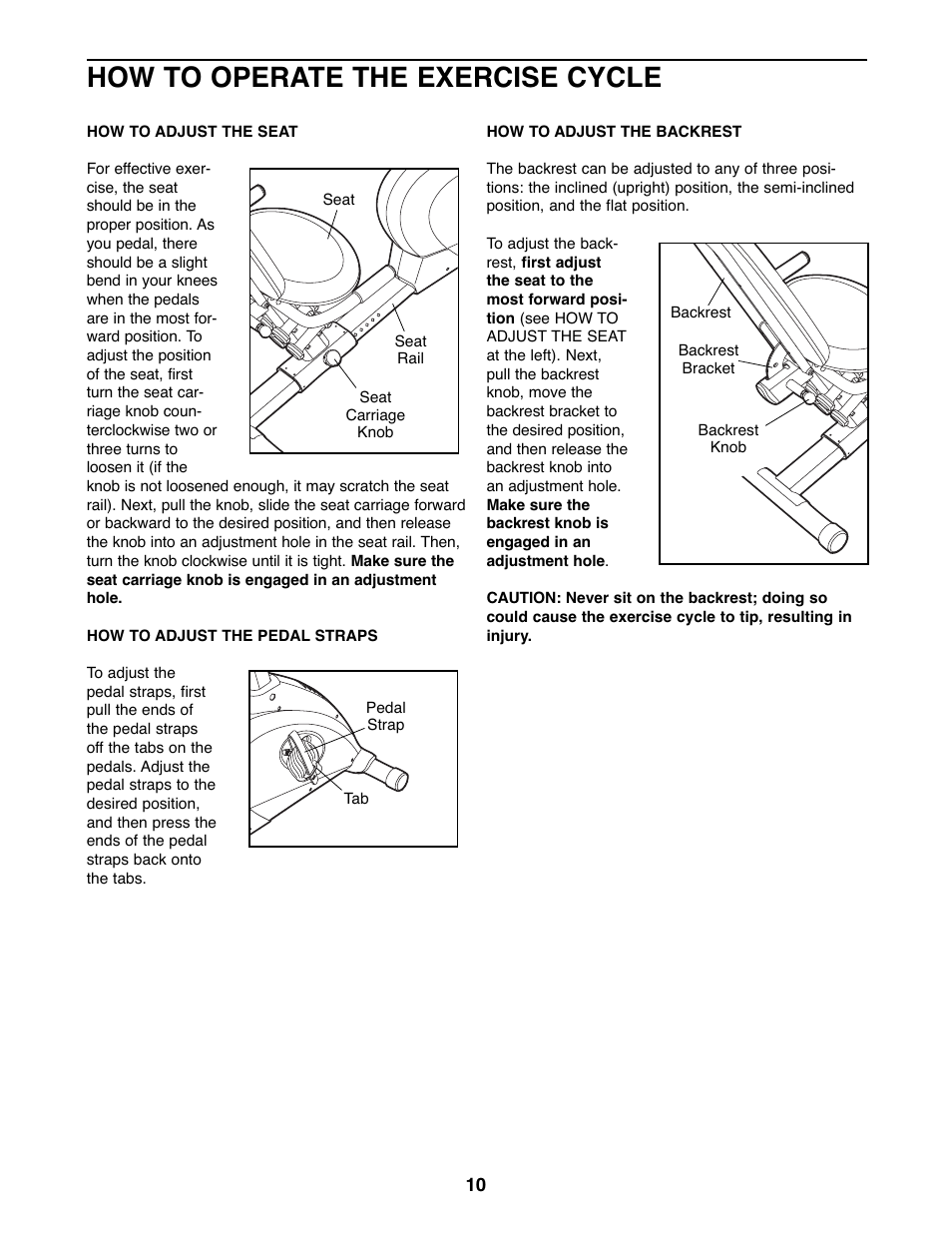 How to operate the exercise cycle | ProForm GT 95X PFEX3096.0 User Manual | Page 10 / 24