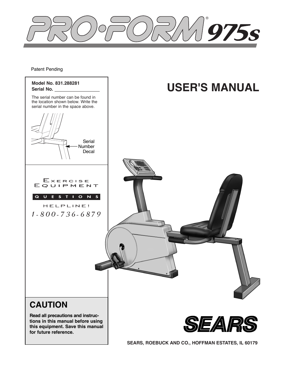 ProForm 975s 831.288281 User Manual | 16 pages
