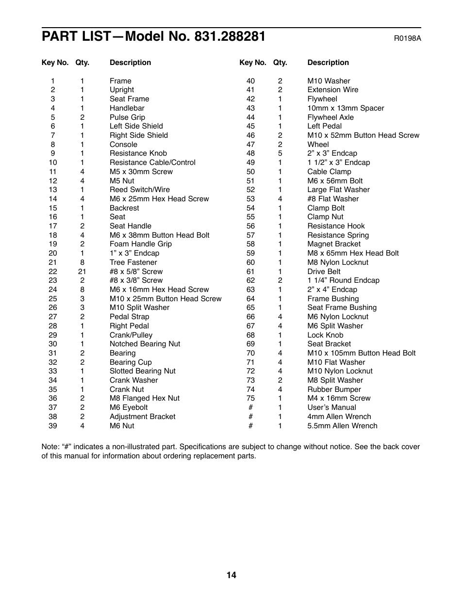 ProForm 975s 831.288281 User Manual | Page 14 / 16
