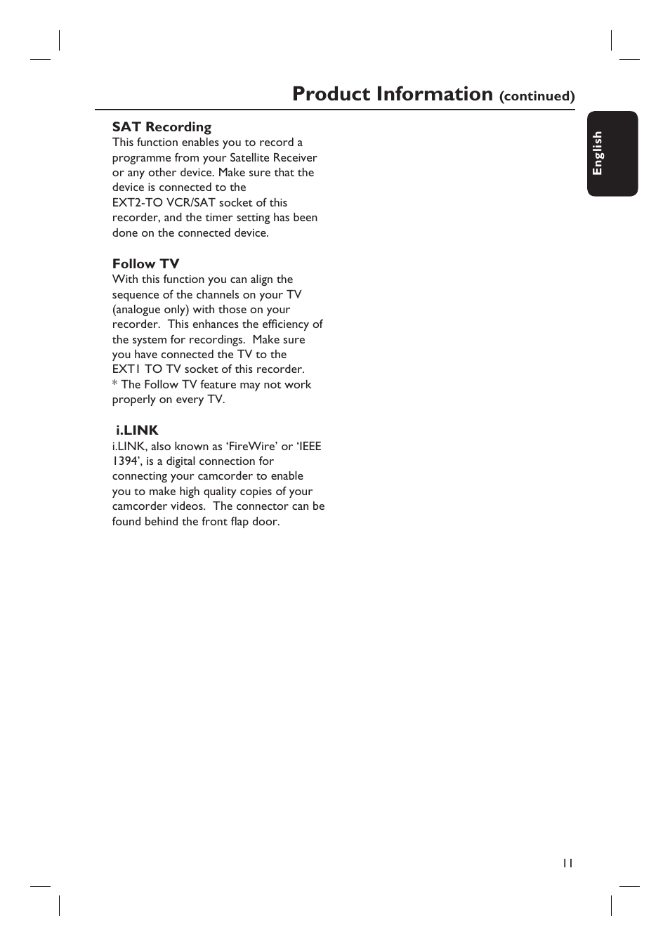 Product information | ProForm DVDR3570H User Manual | Page 11 / 104