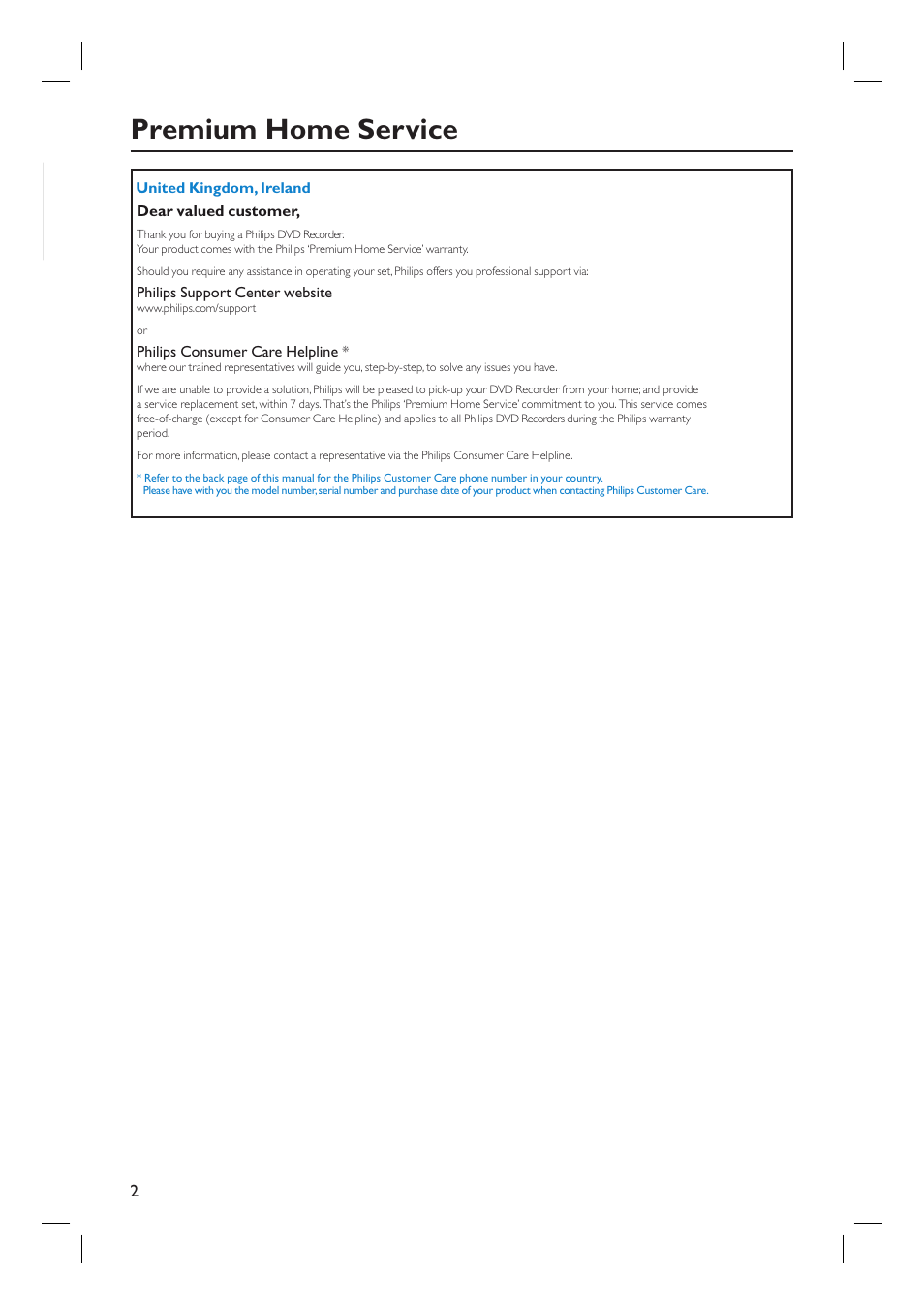 Premium home service | ProForm DVDR3570H User Manual | Page 2 / 104
