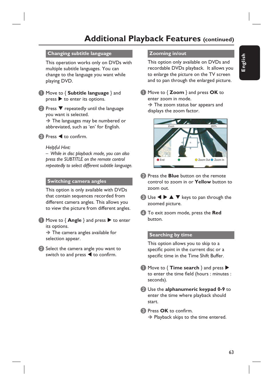 Additional playback features | ProForm DVDR3570H User Manual | Page 63 / 104