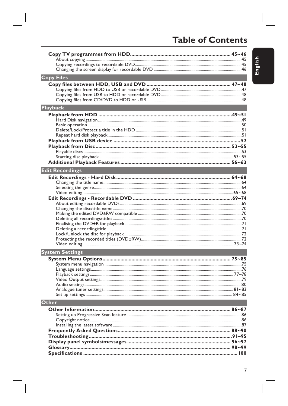ProForm DVDR3570H User Manual | Page 7 / 104