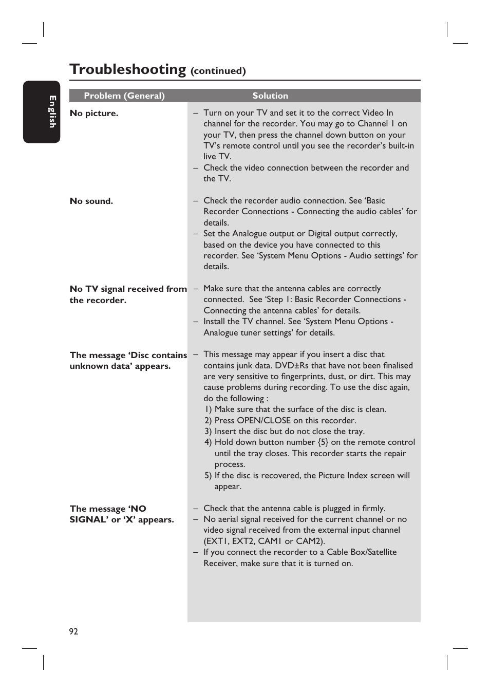 Troubleshooting | ProForm DVDR3570H User Manual | Page 92 / 104