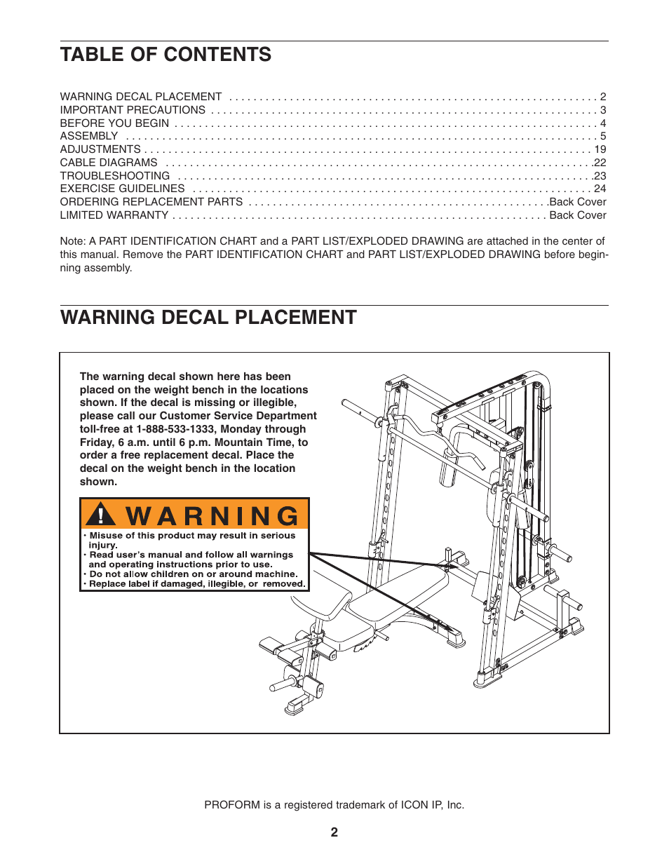 ProForm PFB48031 User Manual | Page 2 / 33
