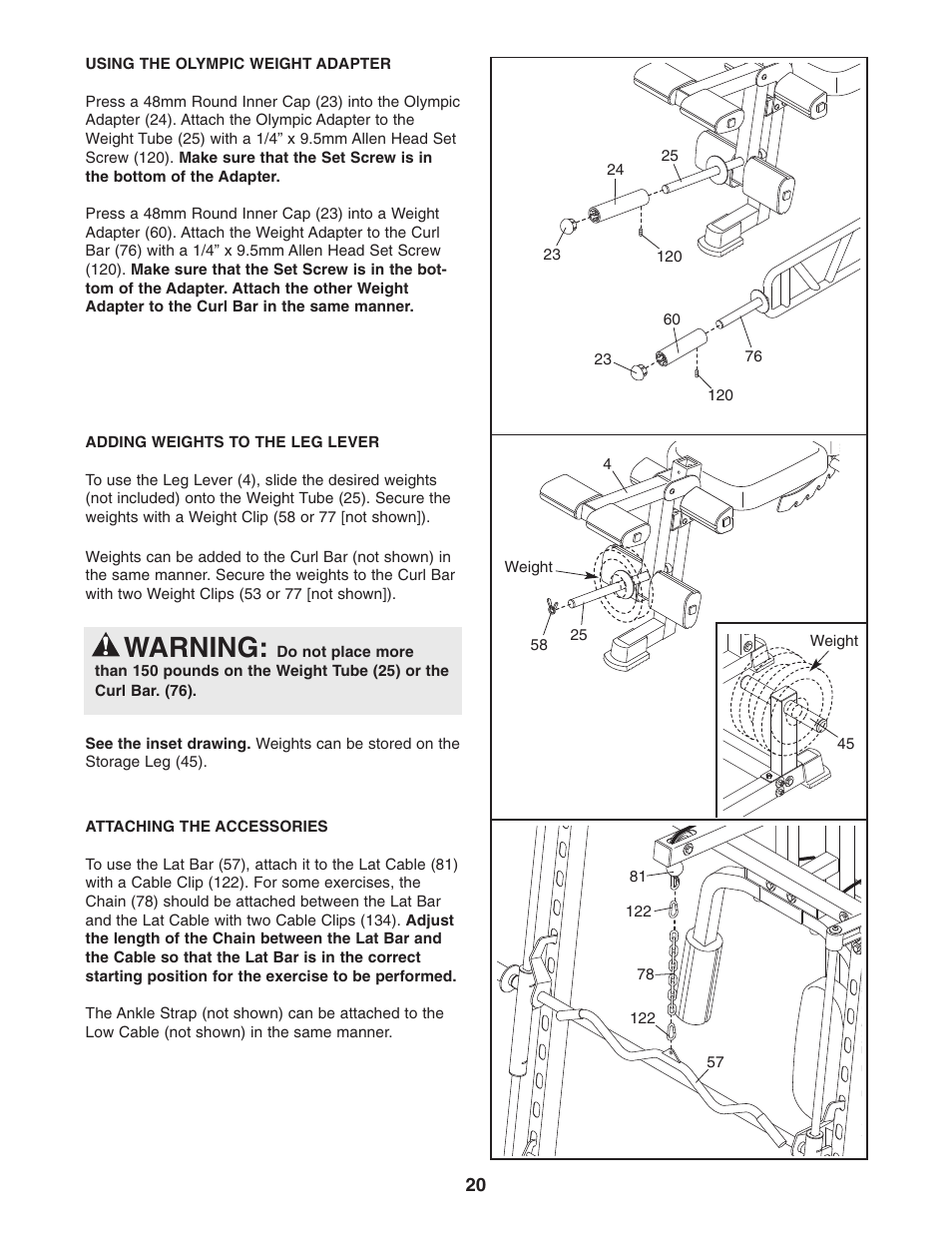 Warning | ProForm PFB48031 User Manual | Page 20 / 33