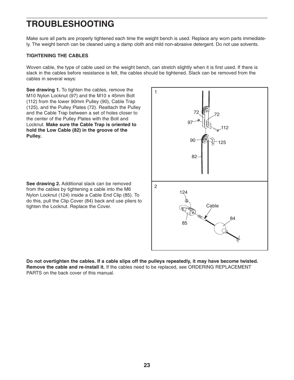 Troubleshooting | ProForm PFB48031 User Manual | Page 23 / 33