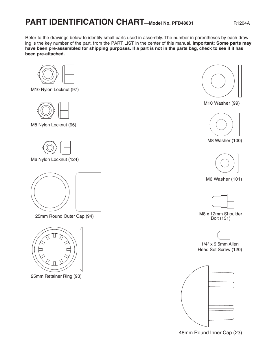 Part identification chart | ProForm PFB48031 User Manual | Page 28 / 33