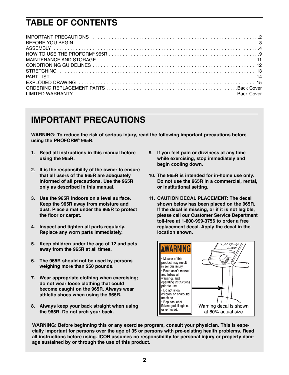 ProForm PFEX33790 User Manual | Page 2 / 16