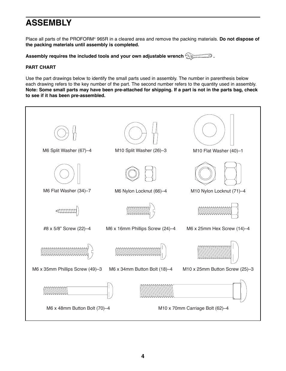 Assembly | ProForm PFEX33790 User Manual | Page 4 / 16