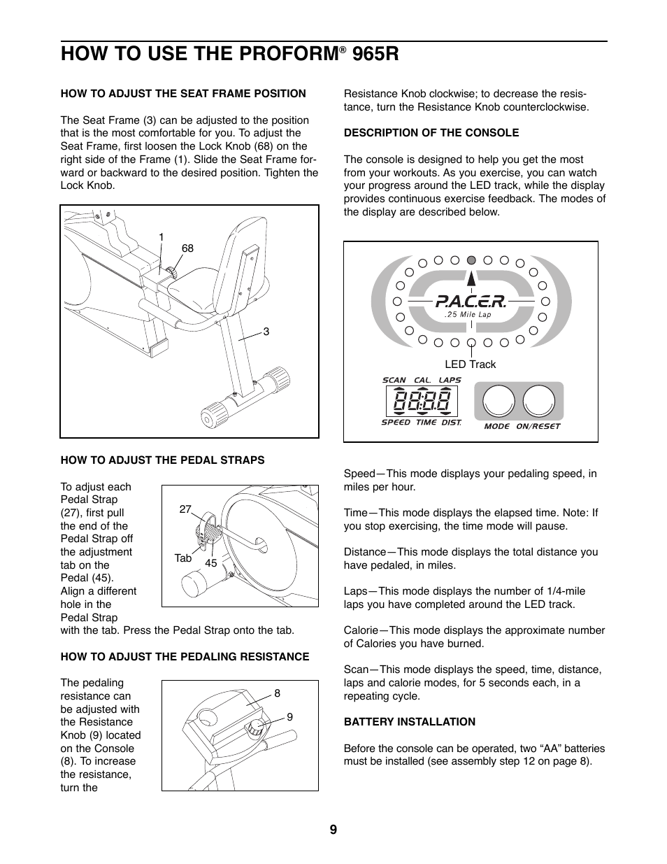 How to use the proform, 965r | ProForm PFEX33790 User Manual | Page 9 / 16