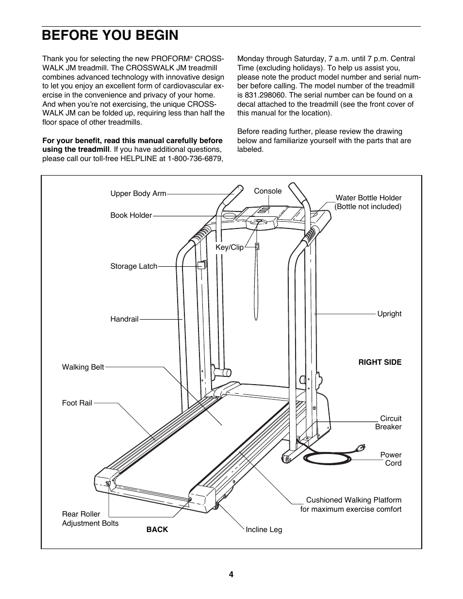 Before you begin | ProForm 831.298060 User Manual | Page 4 / 18