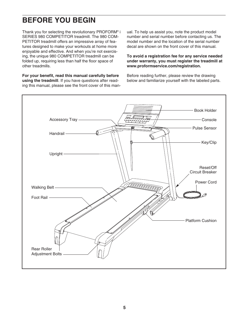 Before you begin | ProForm PFTL99507.0 User Manual | Page 5 / 32