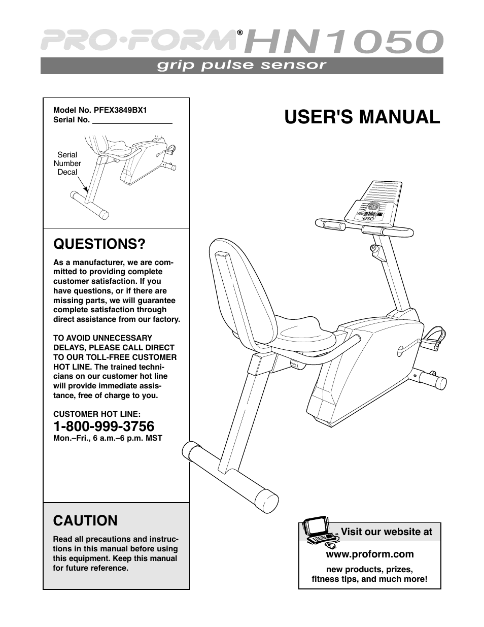 ProForm PFEX3849BX1 User Manual | 16 pages