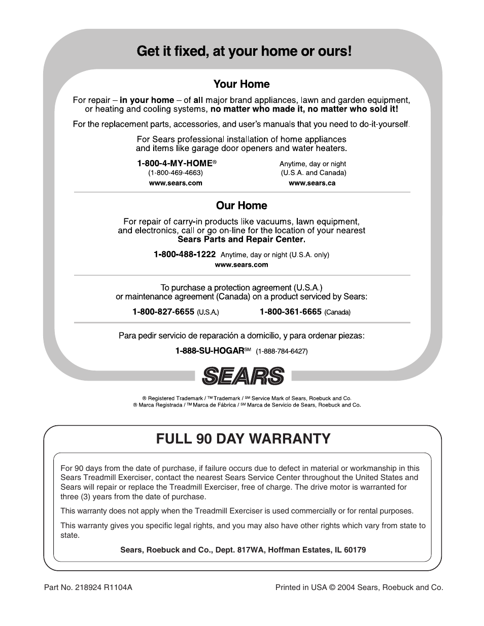 Full 90 day warranty | ProForm 831.295231 User Manual | Page 22 / 22