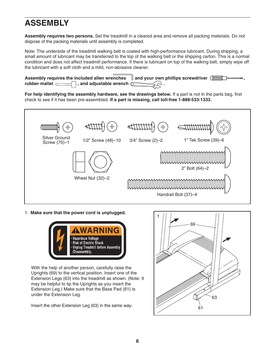 Assembly | ProForm 831.295231 User Manual | Page 6 / 22