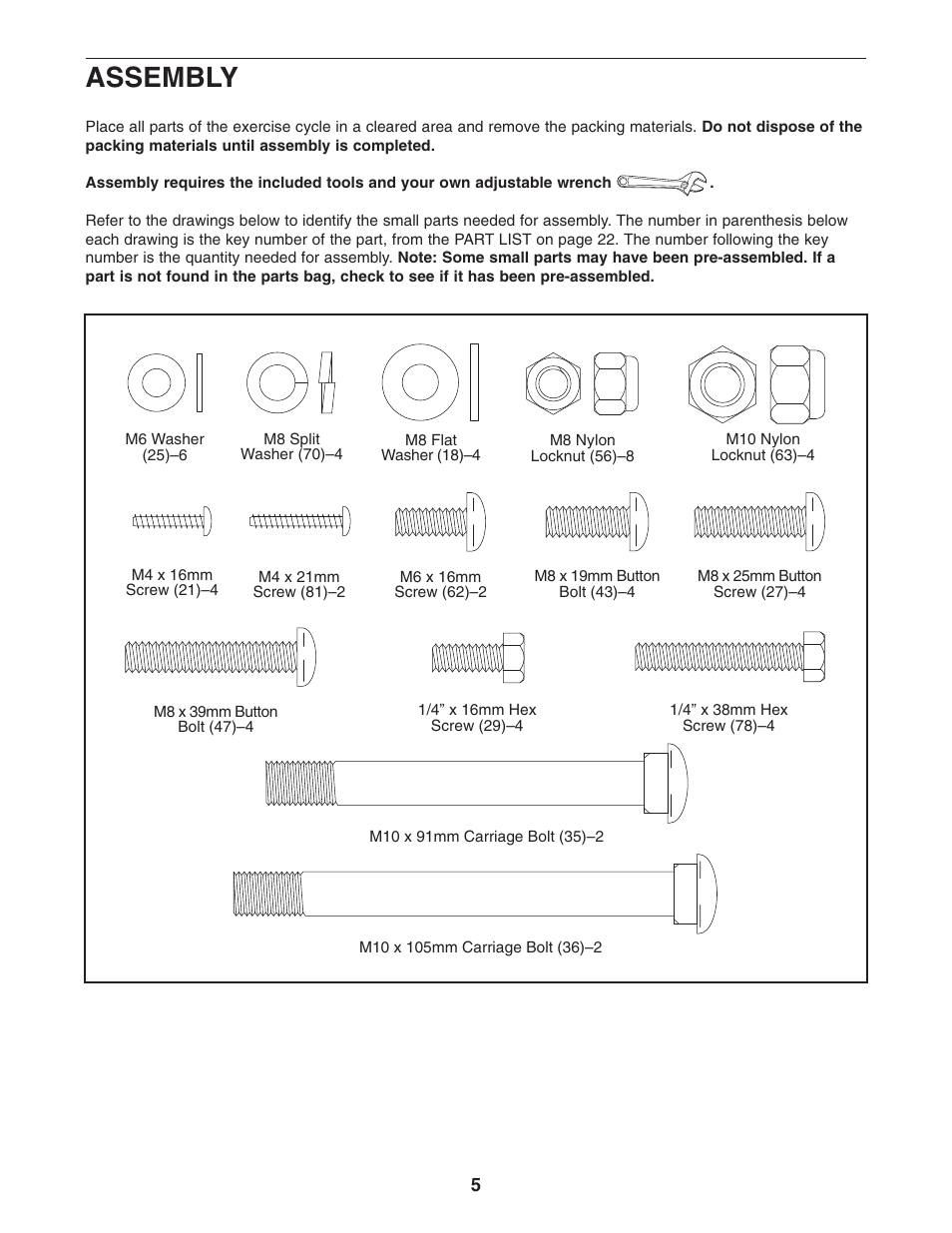 Assembly | ProForm C55 PFEX35430 User Manual | Page 5 / 24