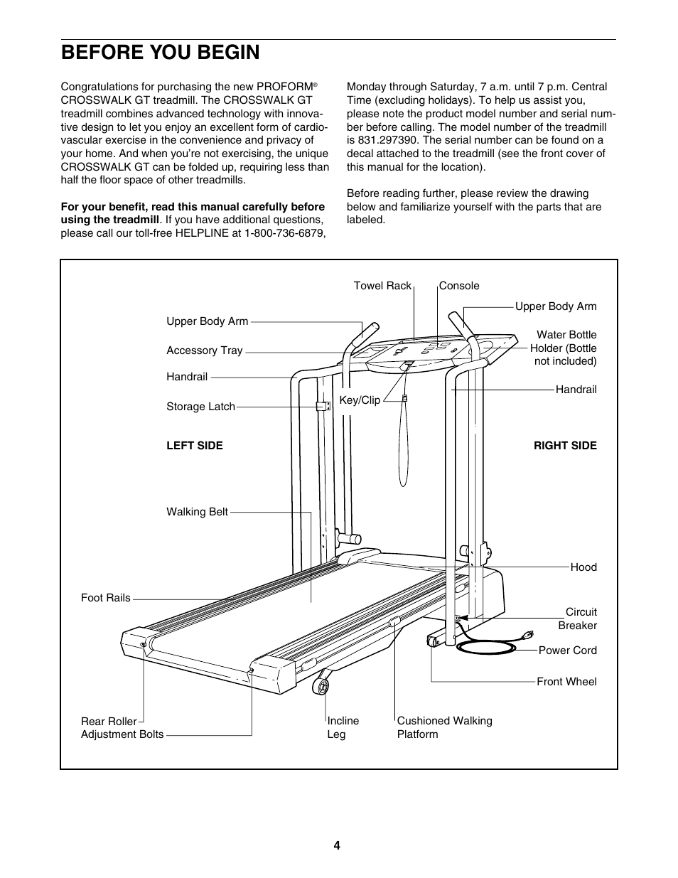 Before you begin | ProForm 831.297390 User Manual | Page 4 / 18