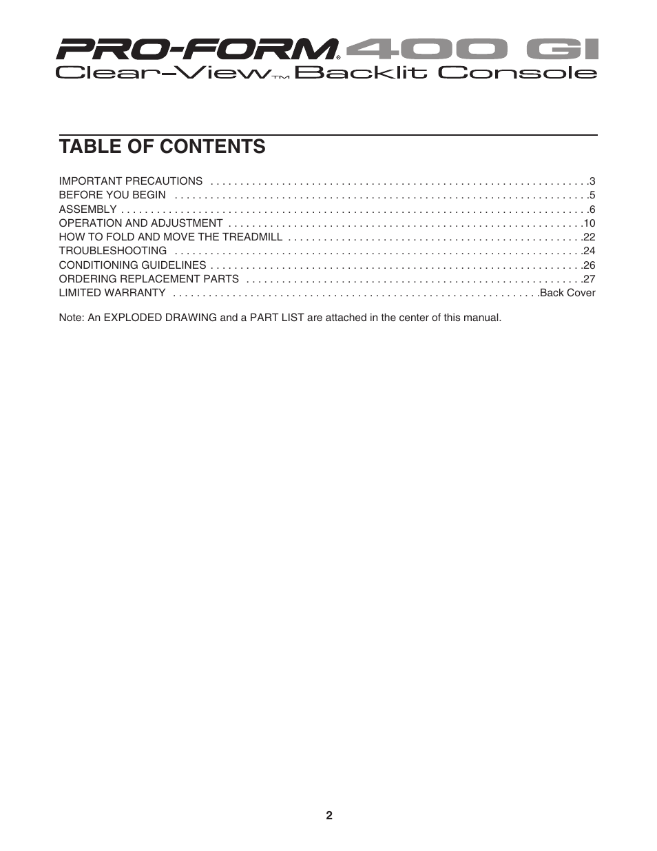 ProForm 30514.0 User Manual | Page 2 / 31