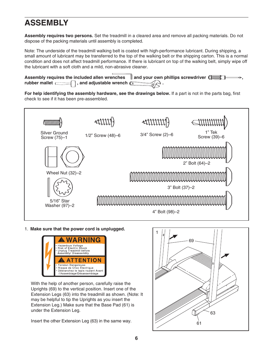 Assembly | ProForm 30514.0 User Manual | Page 6 / 31