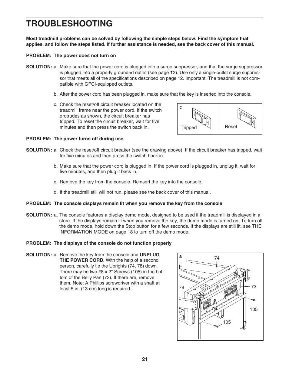 Troubleshooting | ProForm 620 User Manual | Page 21 / 32