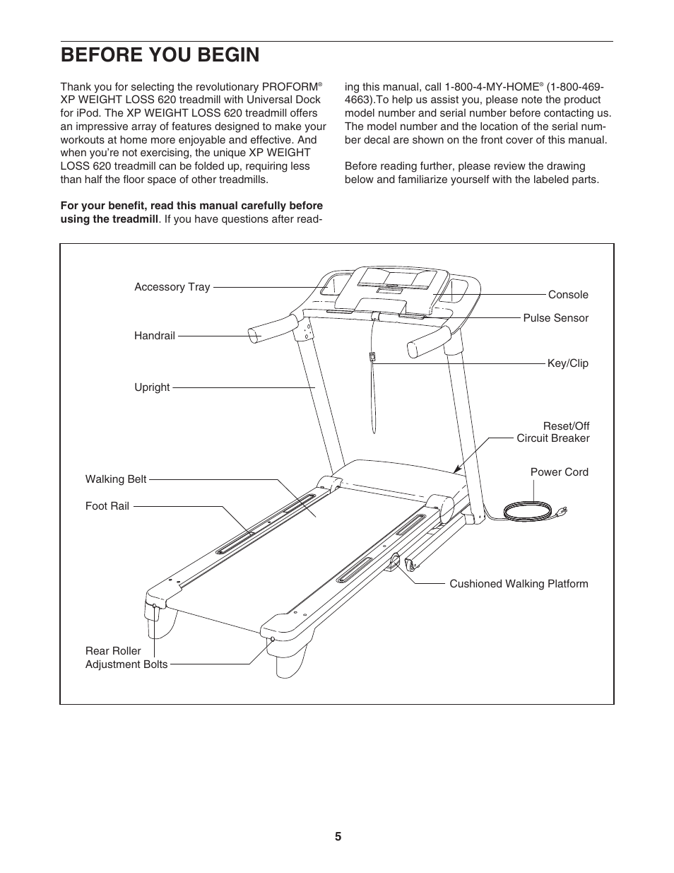 Before you begin | ProForm 620 User Manual | Page 5 / 32