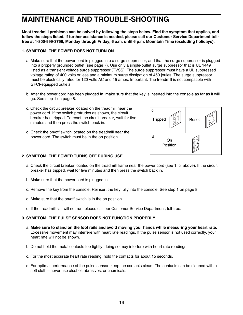 Maintenance and trouble-shooting | ProForm PT 7.0 PFTL79400 User Manual | Page 14 / 22