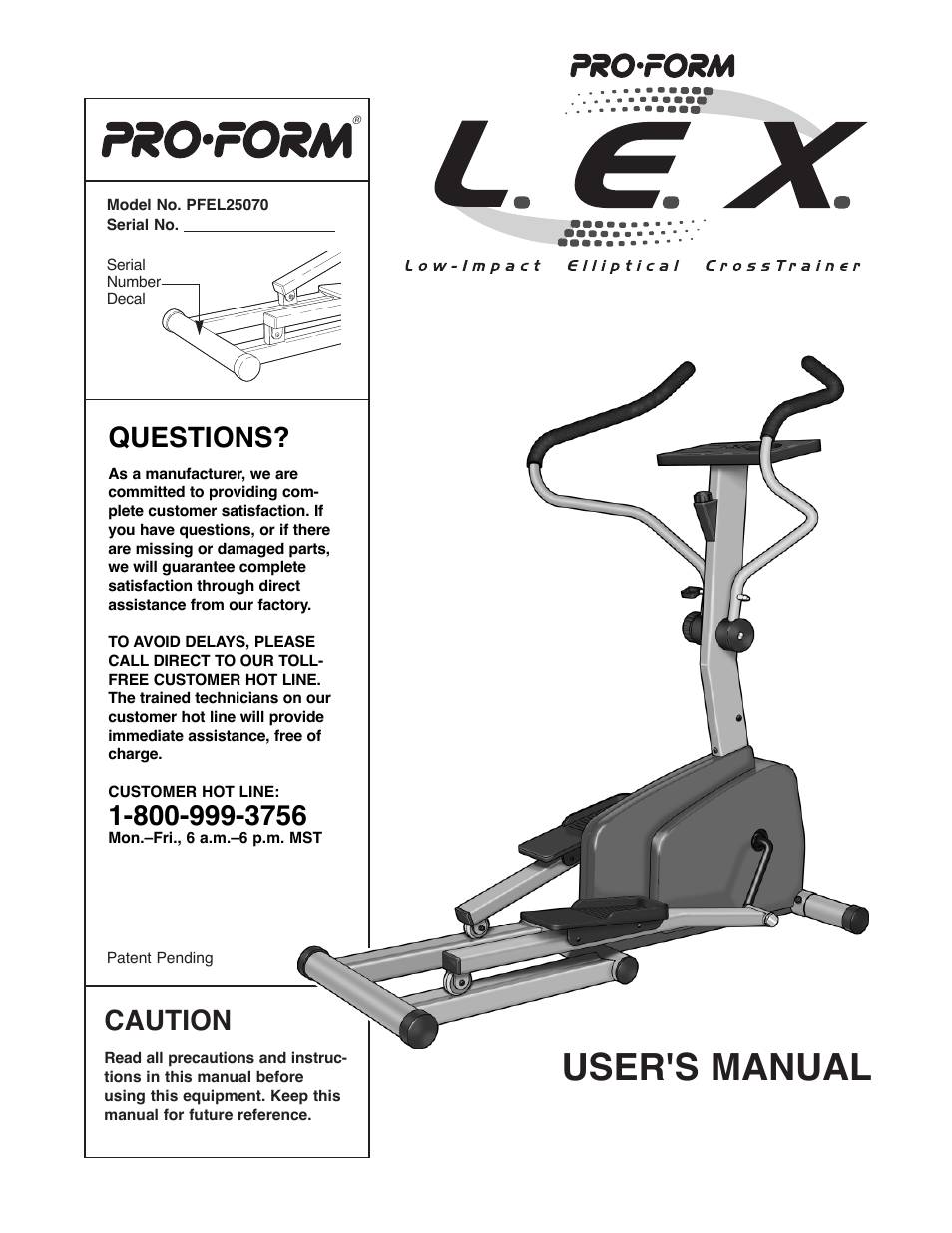 ProForm L.E.X PFEL25070 User Manual | 16 pages