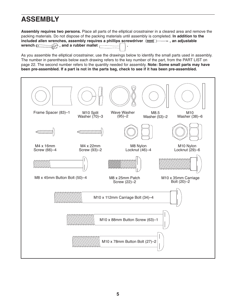 Assembly | ProForm CardioCross Trainer PFEL39032 User Manual | Page 5 / 24