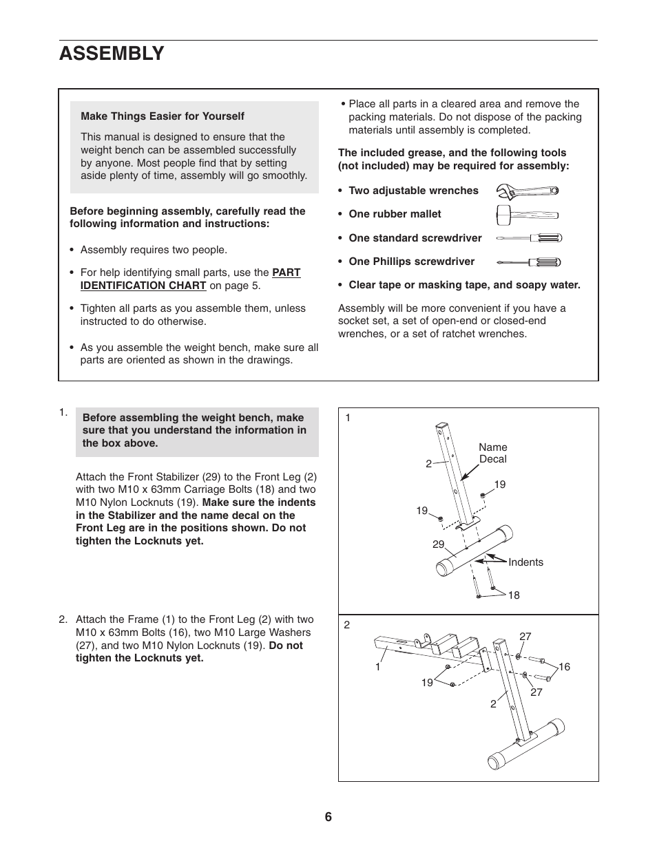 Assembly | ProForm PFANBE1425.0 User Manual | Page 6 / 12