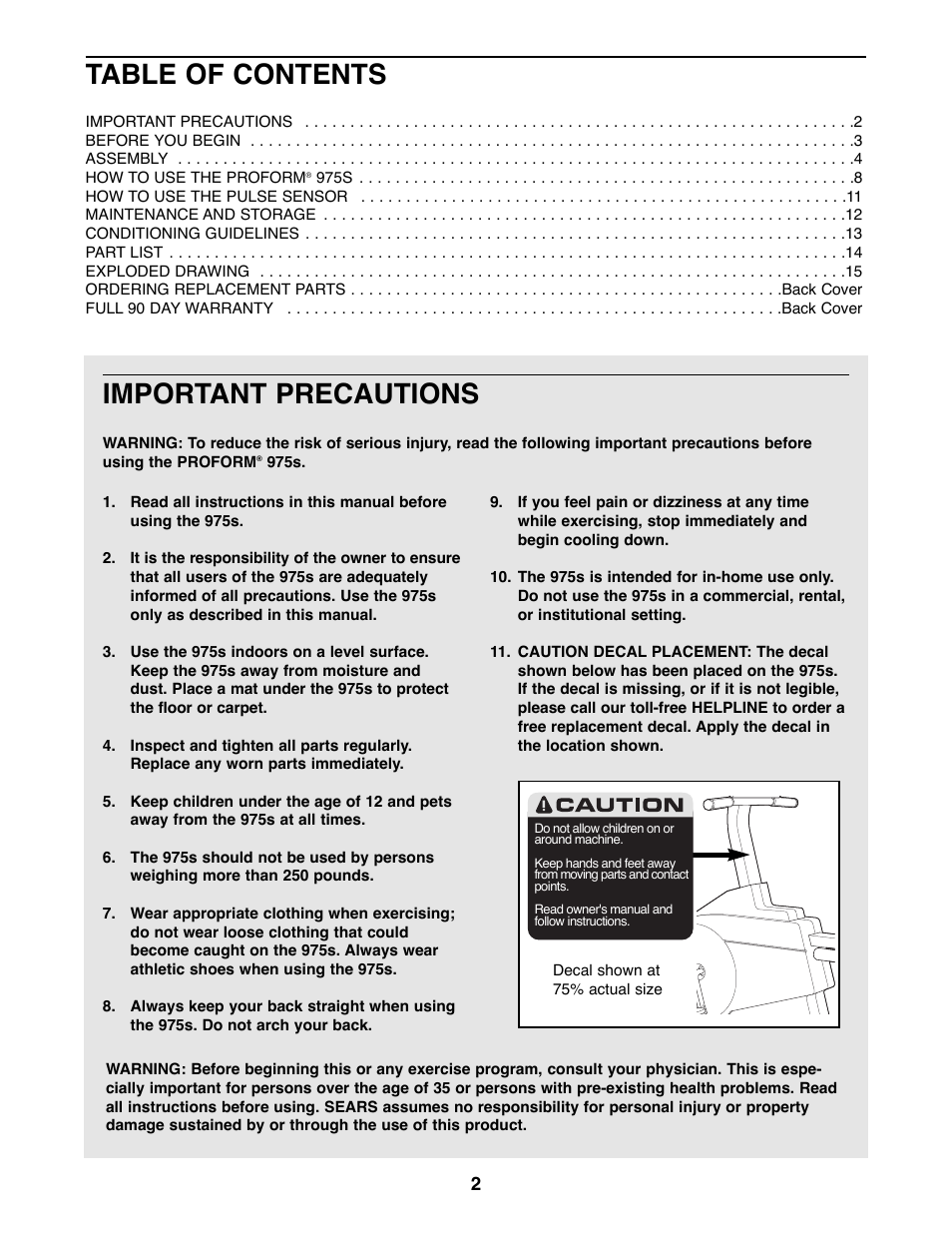 ProForm 831.288280 User Manual | Page 2 / 16
