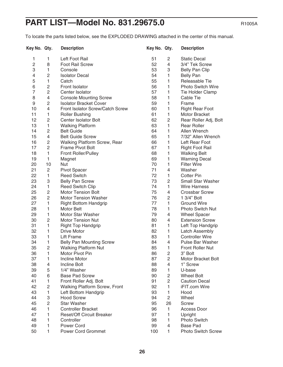 ProForm 831.29675.0 User Manual | Page 26 / 30