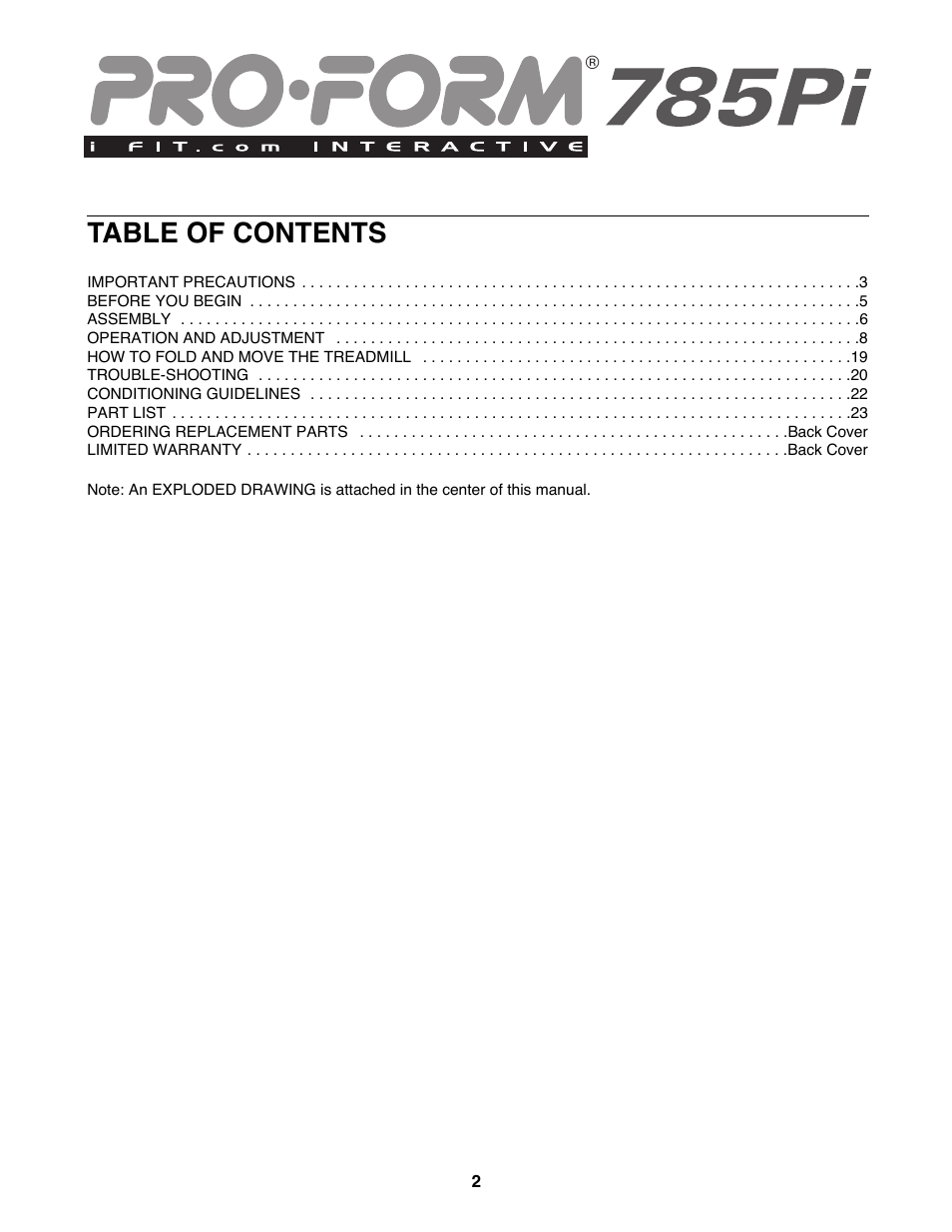 ProForm PFTL79191 User Manual | Page 2 / 26