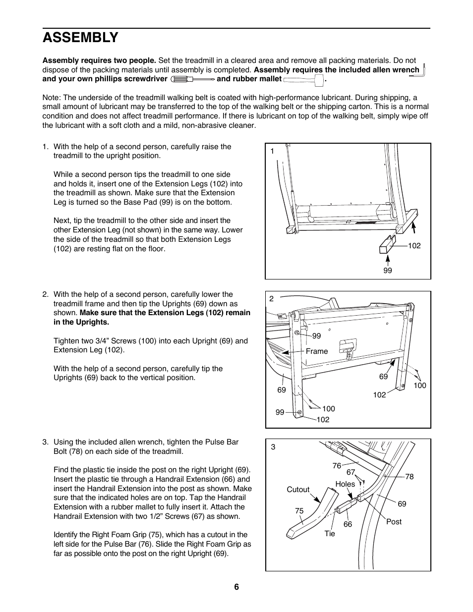 Assembly | ProForm PFTL79191 User Manual | Page 6 / 26