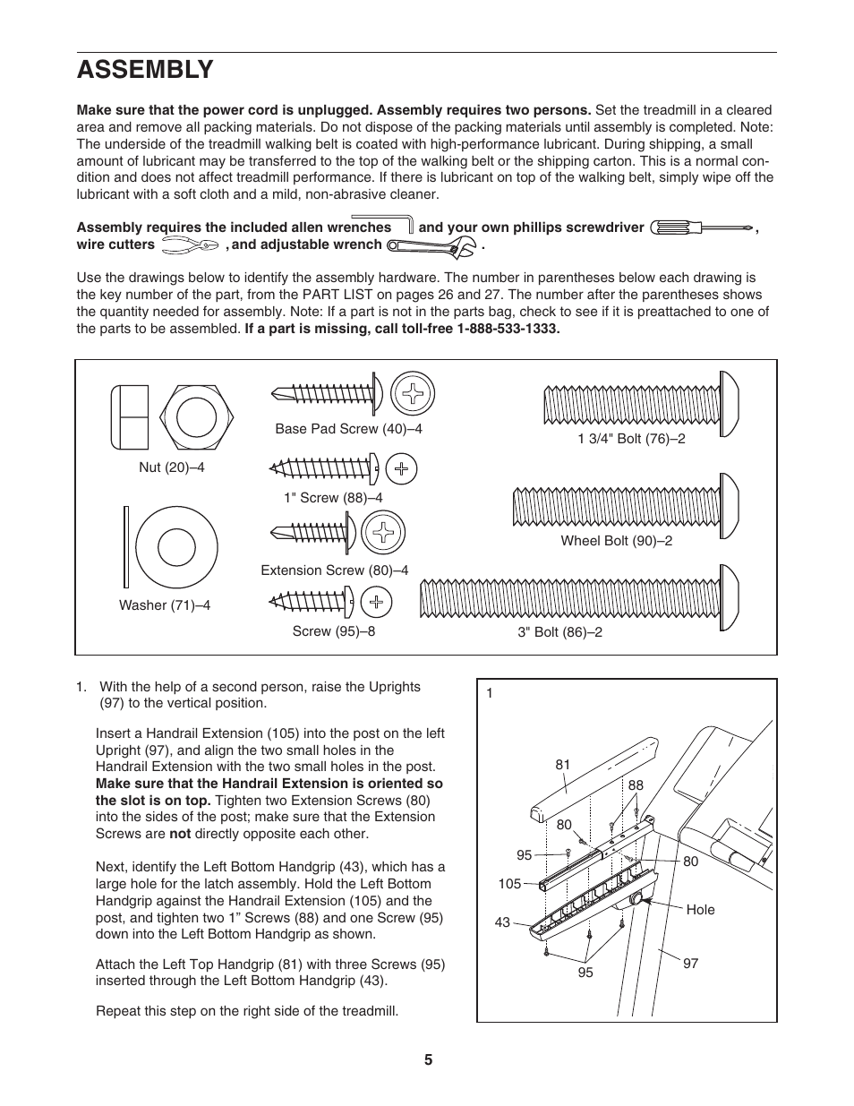 Assembly | ProForm XP 550E 831.29605.2 User Manual | Page 5 / 30