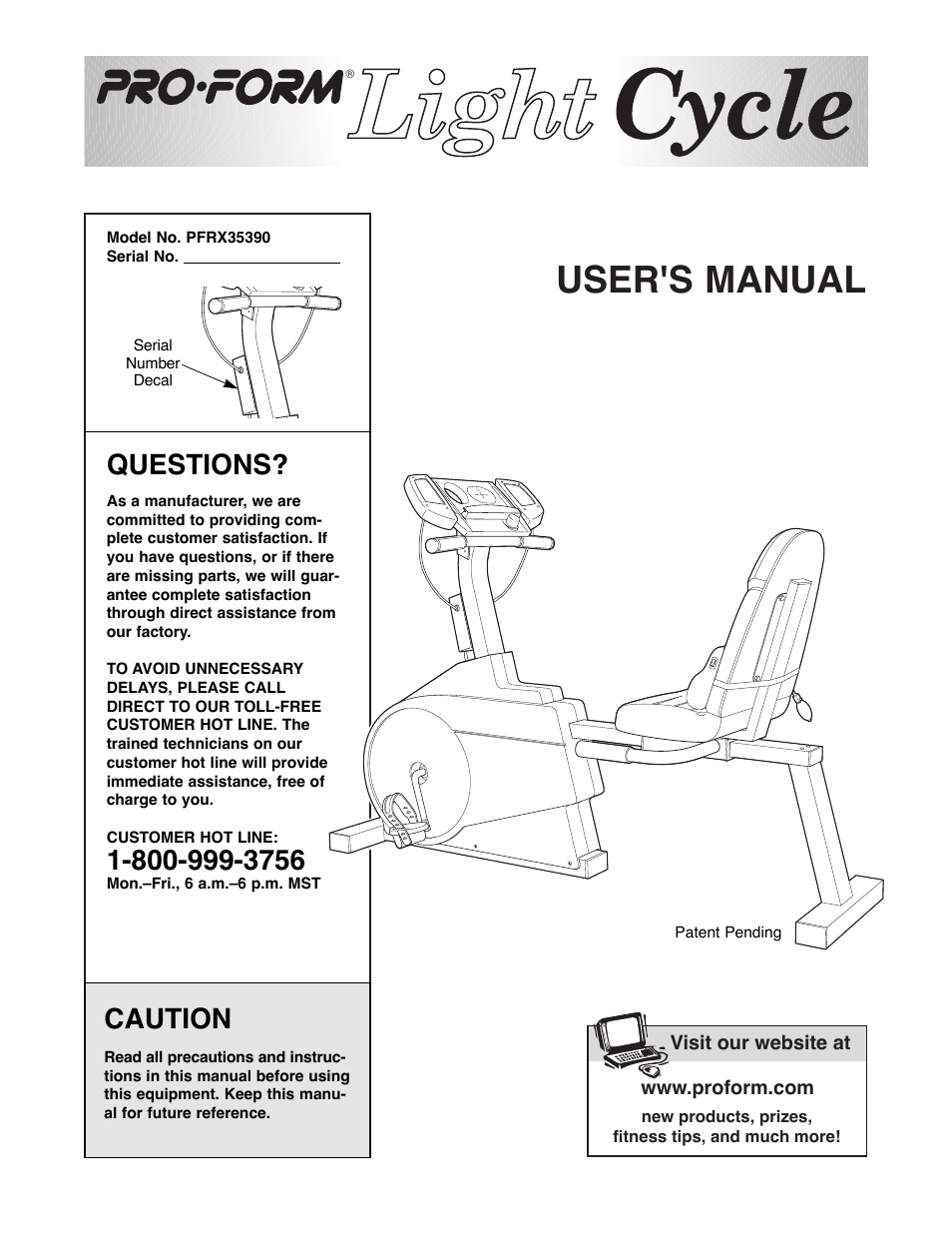 ProForm PFRX35390 User Manual | 18 pages