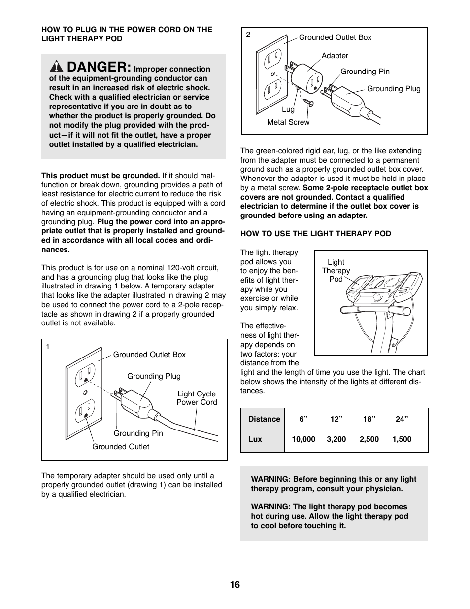 Danger | ProForm PFRX35390 User Manual | Page 13 / 18