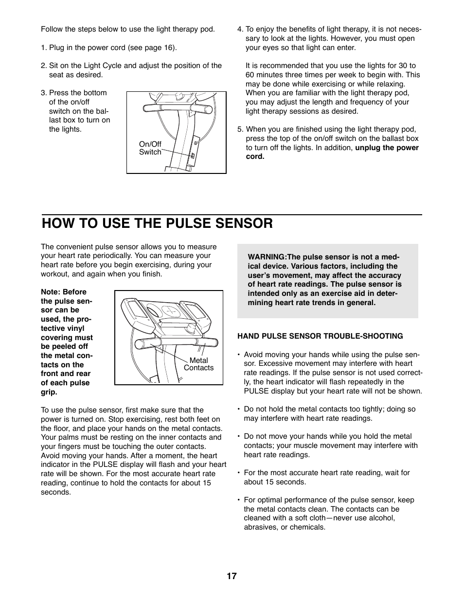 How to use the pulse sensor | ProForm PFRX35390 User Manual | Page 14 / 18