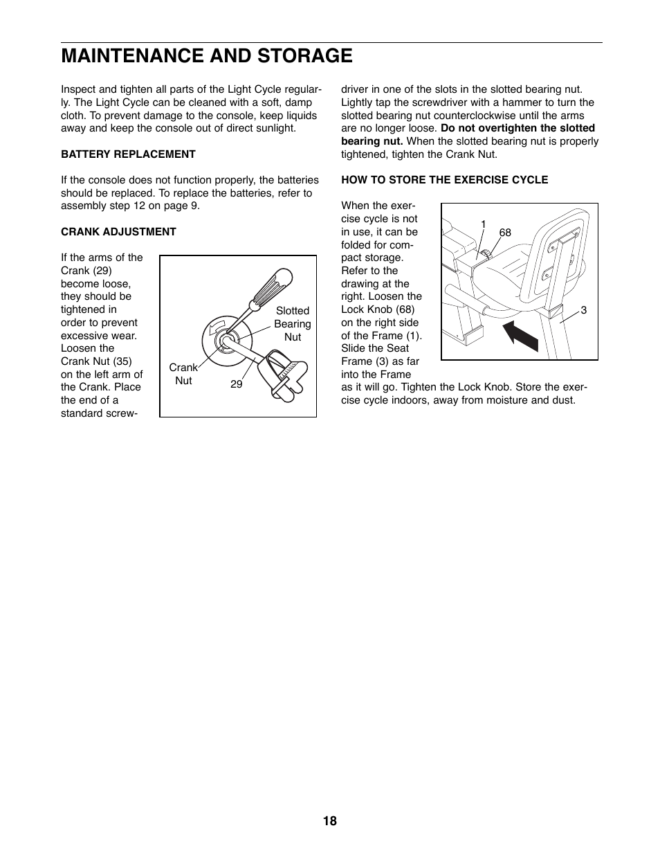 Maintenance and storage | ProForm PFRX35390 User Manual | Page 15 / 18