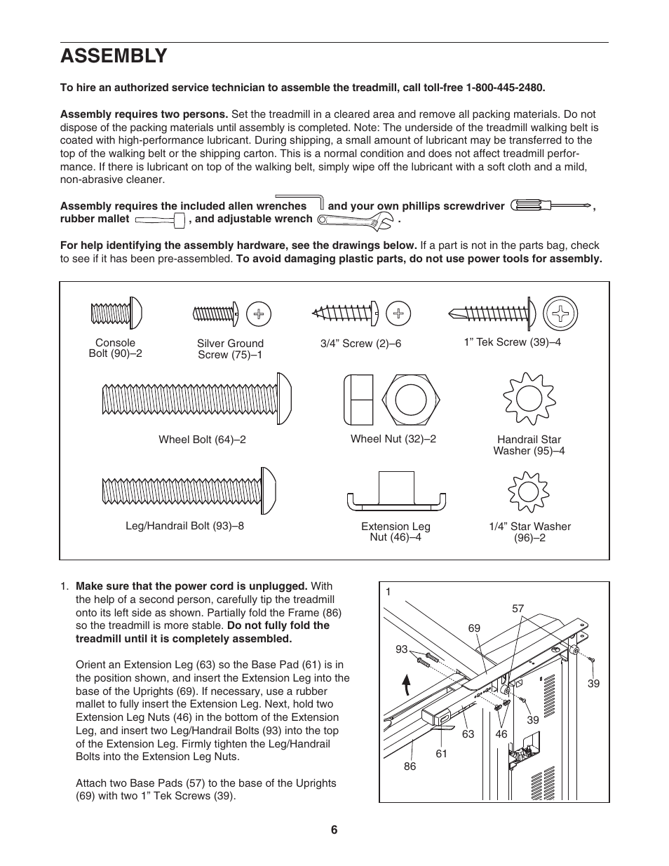 Assembly | ProForm 450 PFTL41105.0 User Manual | Page 6 / 22