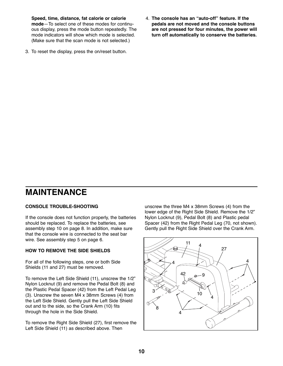 Maintenance | ProForm 831.285872 User Manual | Page 10 / 16