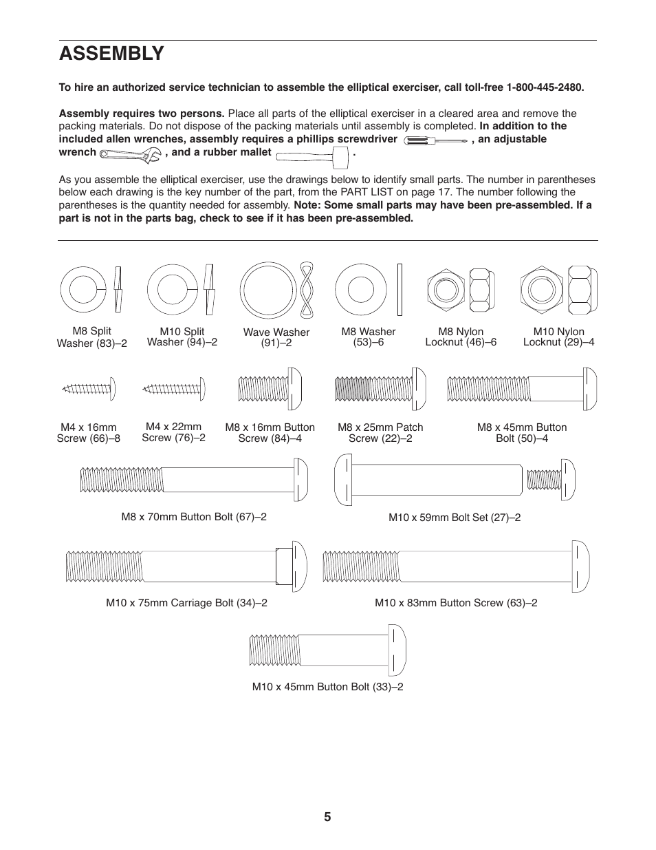 Assembly | ProForm PFEL3905.0 User Manual | Page 5 / 20
