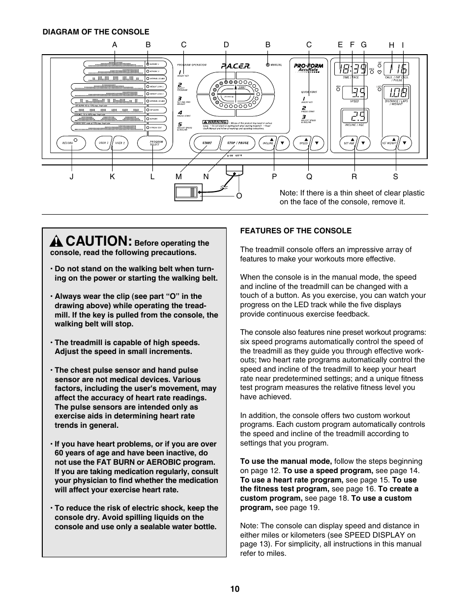 Caution | ProForm 795 User Manual | Page 10 / 30